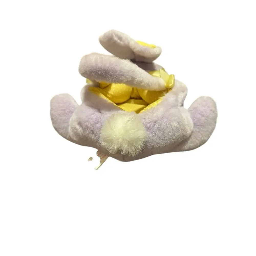 Vintage 1989 Purple Stuffed Plush Bunny Easter Basket 10”
